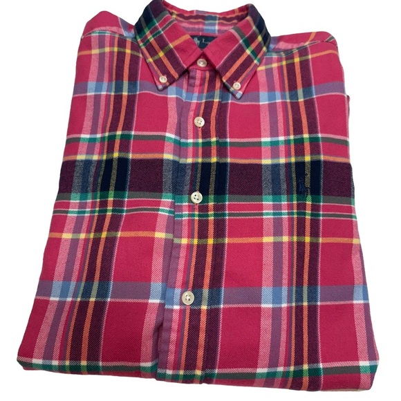 Ralph Lauren Men’s Butto Down Shirt Pony Pink Plaid Long Sleeve Sz S Classic Fit - Picture 1 of 10